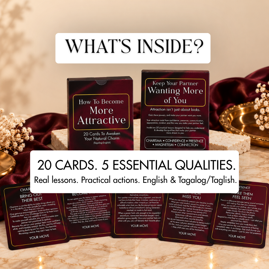 Attraction Cards for Love & Dating | 20 Cards to Become Charismatic, Magnetic, Confident, & For Relationship Tips | English & Taglish